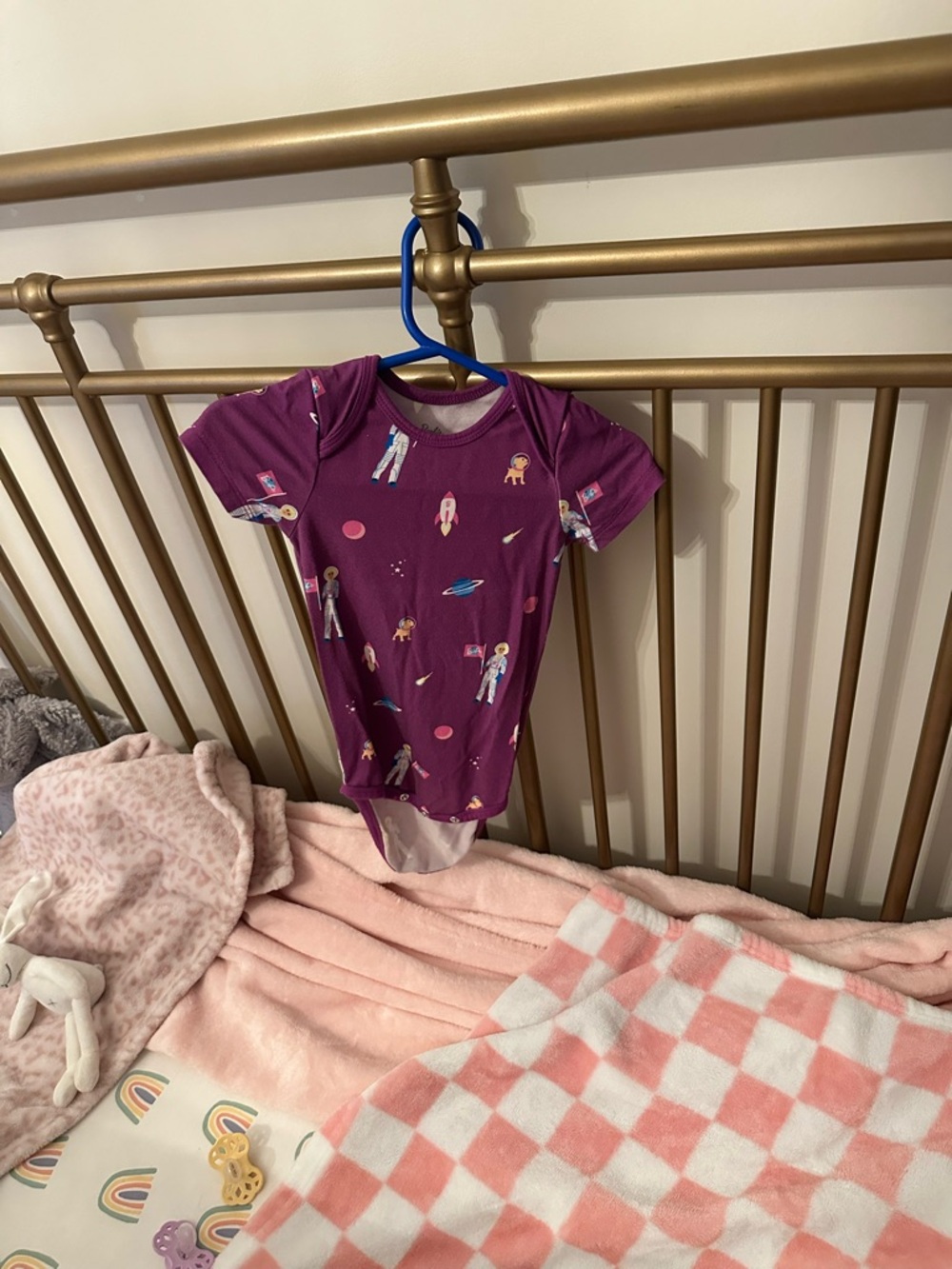 Kyte BABY Purple Astronaut Print One-Piece Bodysuit
